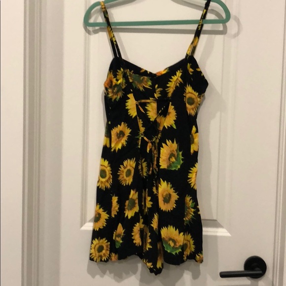 Sunflower strapless romper playsuit with shorts. - Picture 2 of 5
